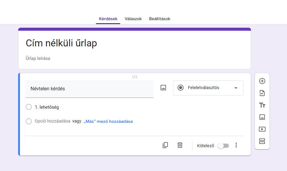 Üres google űrlap