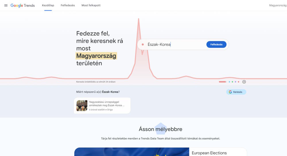 Google trends kezdőoldal